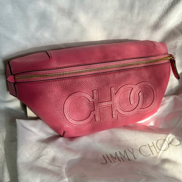 Jimmy Choo “CHOO” Peony Pink Leather Bumbag purse - Picture 9 of 12